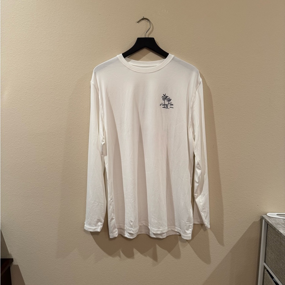 NWT Hang Ten White Long Sleeve Rash Guard with Palm Graphic